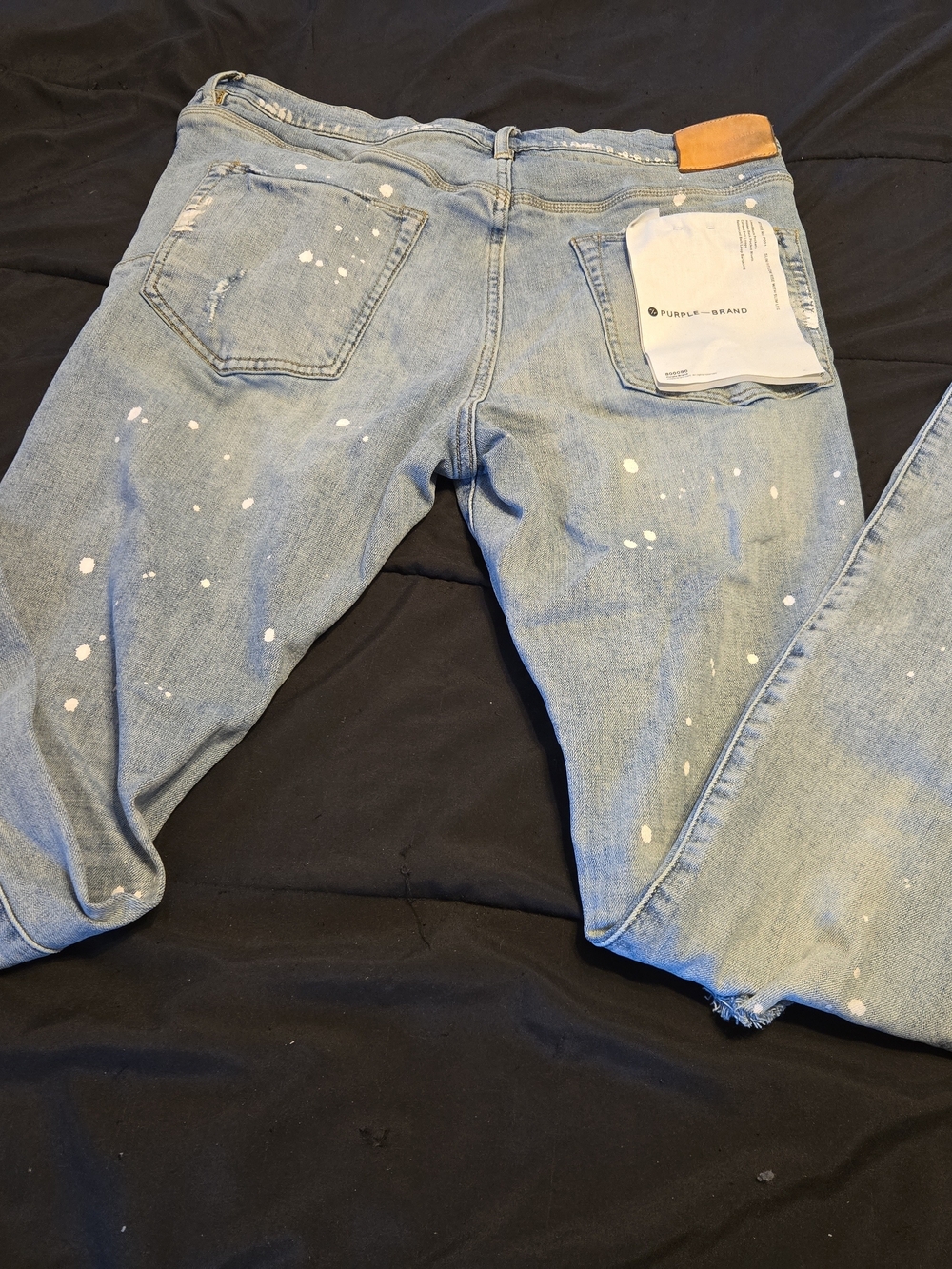 Purple Brand Light Wash Paint-Splatter Mens Jeans 32x32 Slim Fit Low Rise